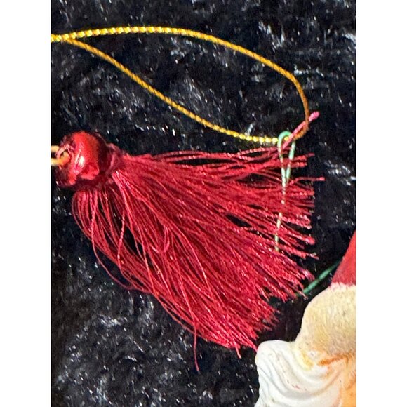 Vintage Handcrafted Santa Claus Ornament Set Of 5 With Red Hats & White Beards - Picture 9 of 12